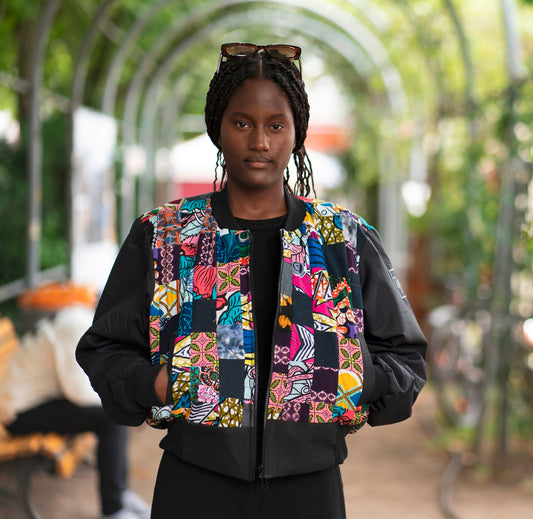 Women's unique patchwork jacket Mazin, NEW